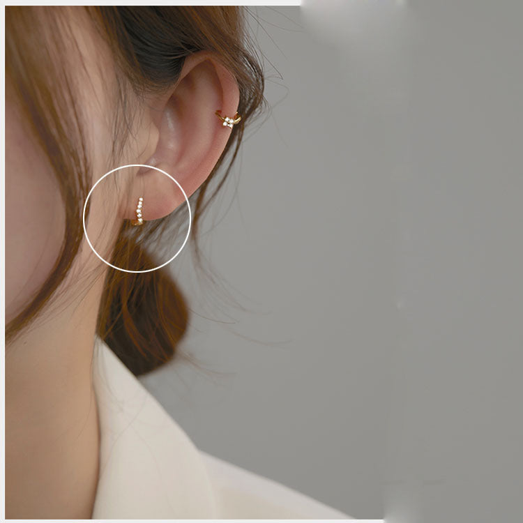 Wholesale Korean Style Gold Plated Copper Mini Diamond Earrings Women Light Luxury
