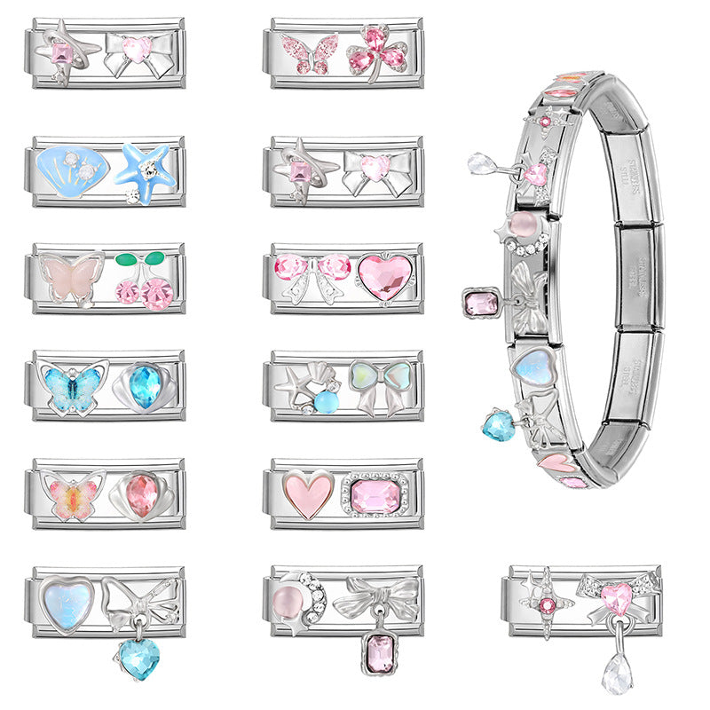 Wholesale 9mm Italian Charm Starter Bracelets DIY square section Creative Stainless Steel Composable Bracelet