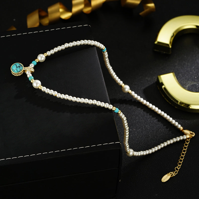 Wholesale Turquoise Pendant Pearl Luxury Necklace
