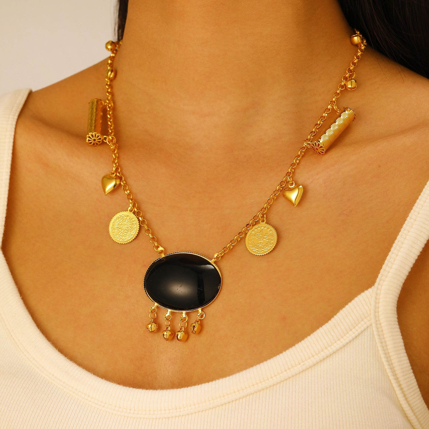 Wholesale Retro Middle Eastern Ethnic Style Layered Necklace And Bracelet Set Gold Tone Alloy Jewelry Accessory For Boutique Resale