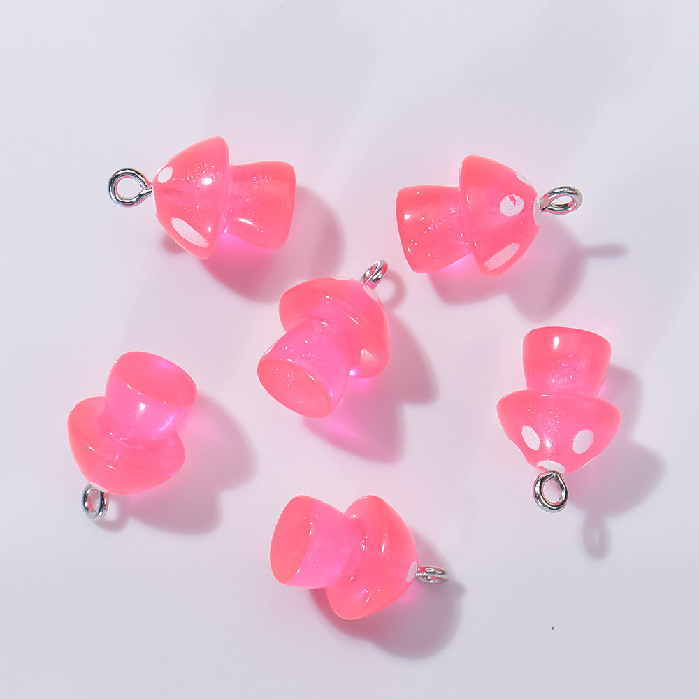 Wholesale 20pcs/ pack Transparent Colorful Luminous Mushroom Pendant — DIY Handmade Accessories for Keychains Earrings and Necklaces