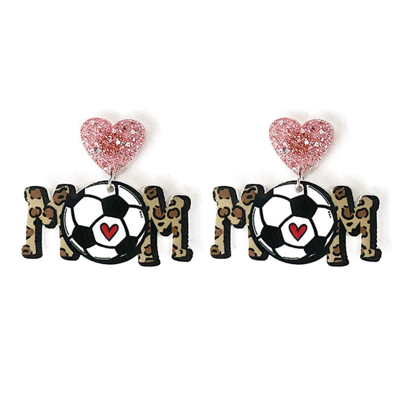 Wholesale MOM Ball Sports Acrylic Earrings As Mother's Day Gift ACC-ES-XinChuan002