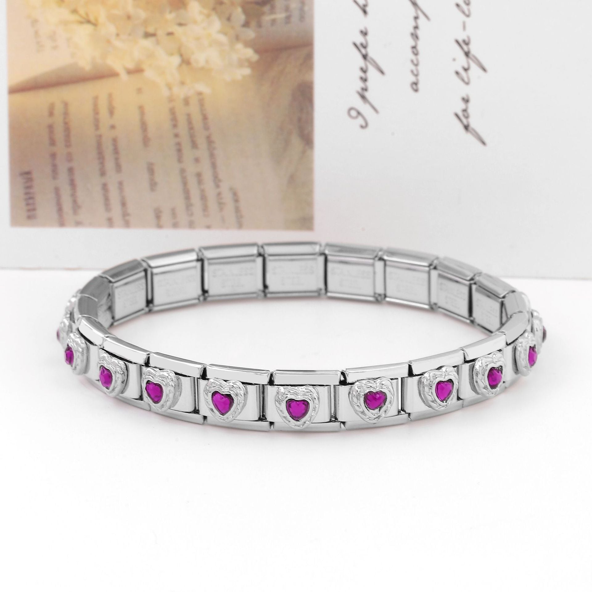 Wholesale Italian Charm Bracelet 9mm DIY Spliced Removable Stainless Steel Color Petals Composable Bracelet ACC-BT-XY029