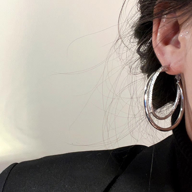 Wholesale  Double Ring Large Hoop Earrings