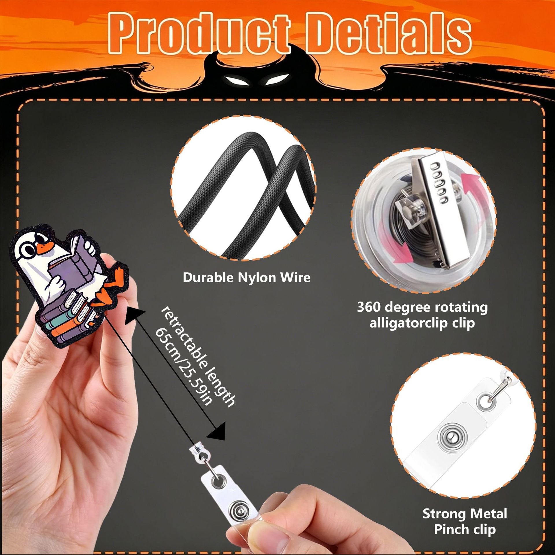 Wholesale Plastic  Badge Reels with Silly Goose Design,  Retractable Id Badge Holders,  Fun Party Accessory