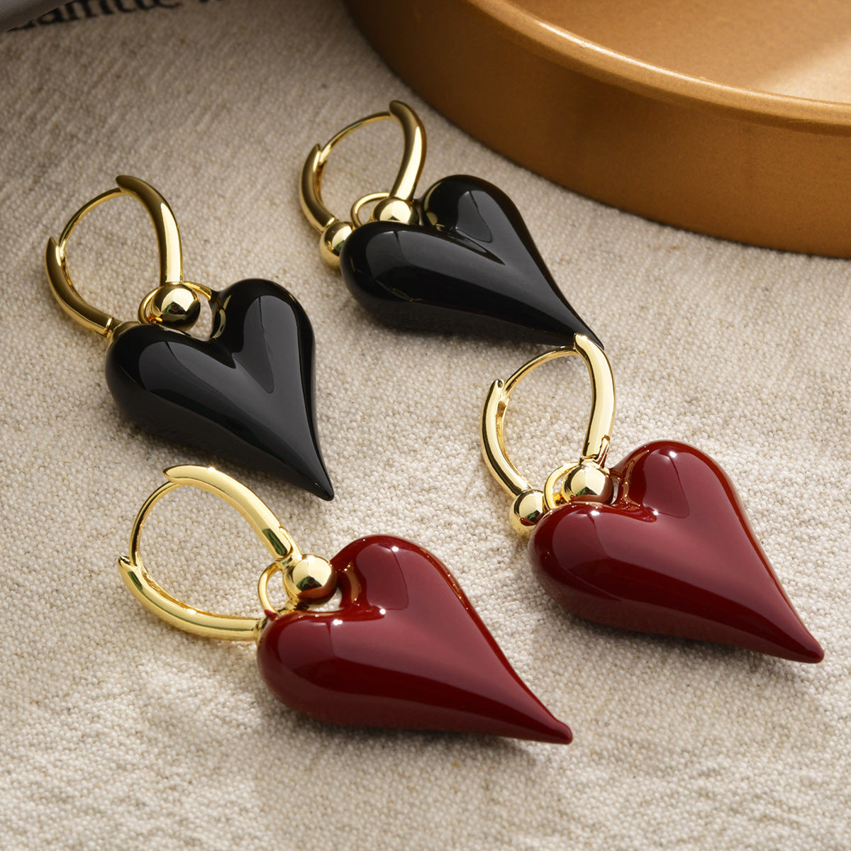 Wholesale  Red Ear Buckle Glaze Love Earrings