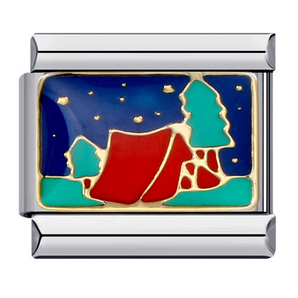 Wholesale Italian Module Bracelet Welding Oil Dropping Titanium Steel Bracelet DIY Italian Charms