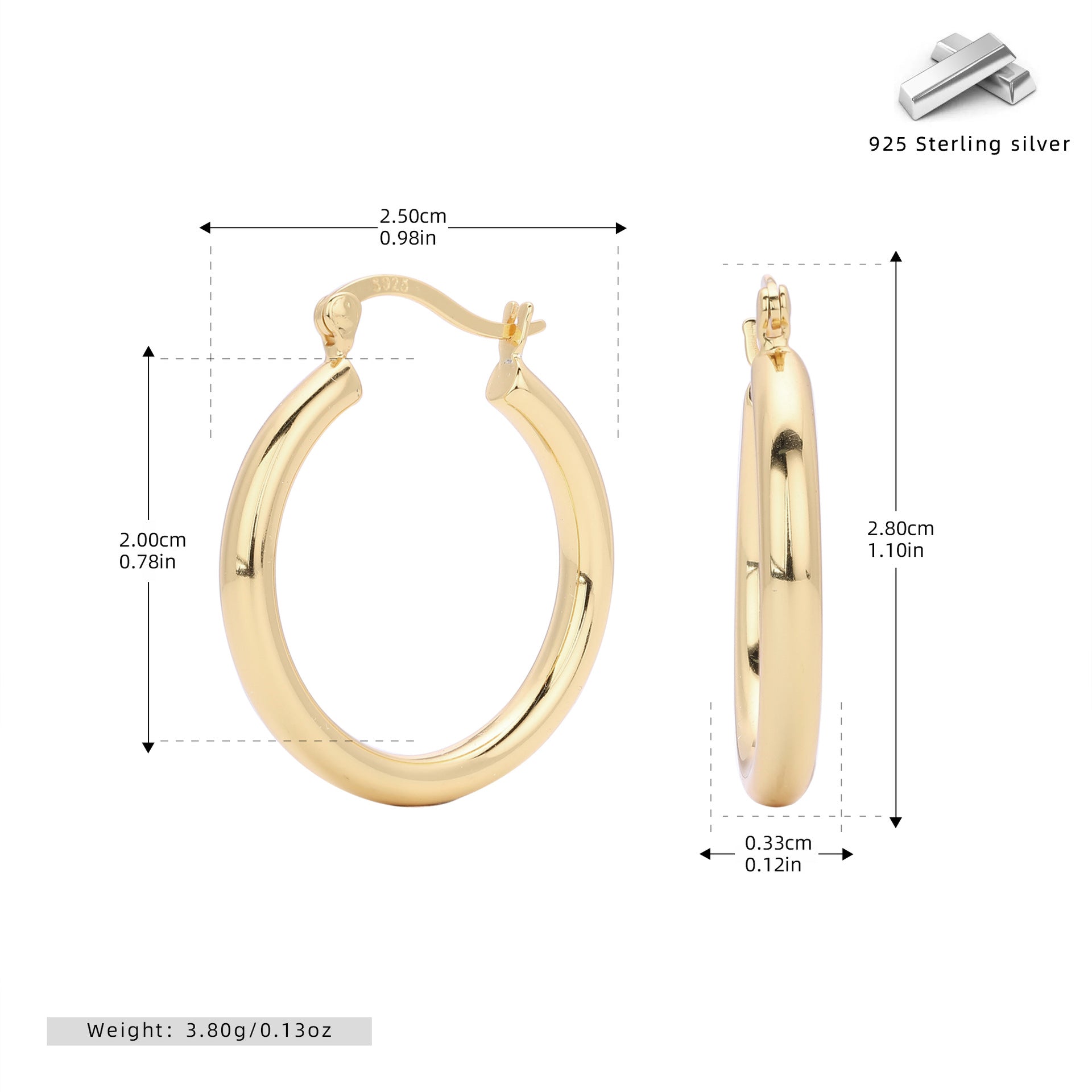 Wholesale S925 Sterling Silver Hollow Tube Ring Earrings