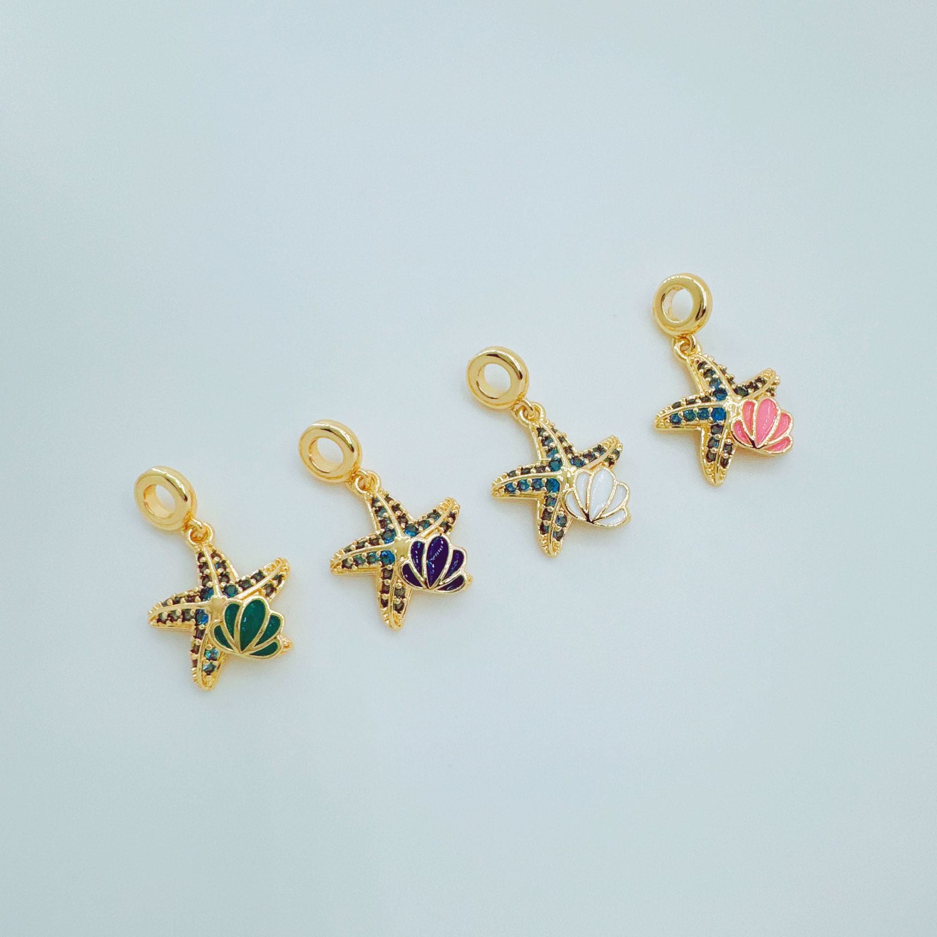 Wholesale Ins Style Gold Plated Starfish Fishtail Flower Pendant DIY Jewelry Accessory Boutique Resale