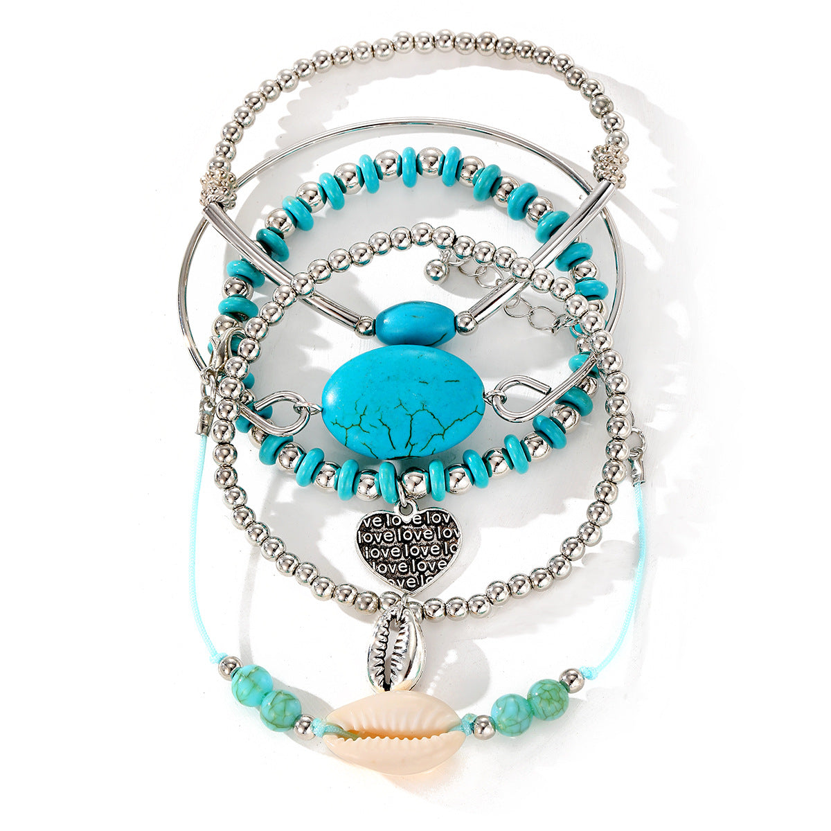 Wholesale Retro Bohemian Turquoise Jewelry Set 48Pcs Women S Necklace Bracelet Earrings Set Fashion Accessory For Everyday Wear