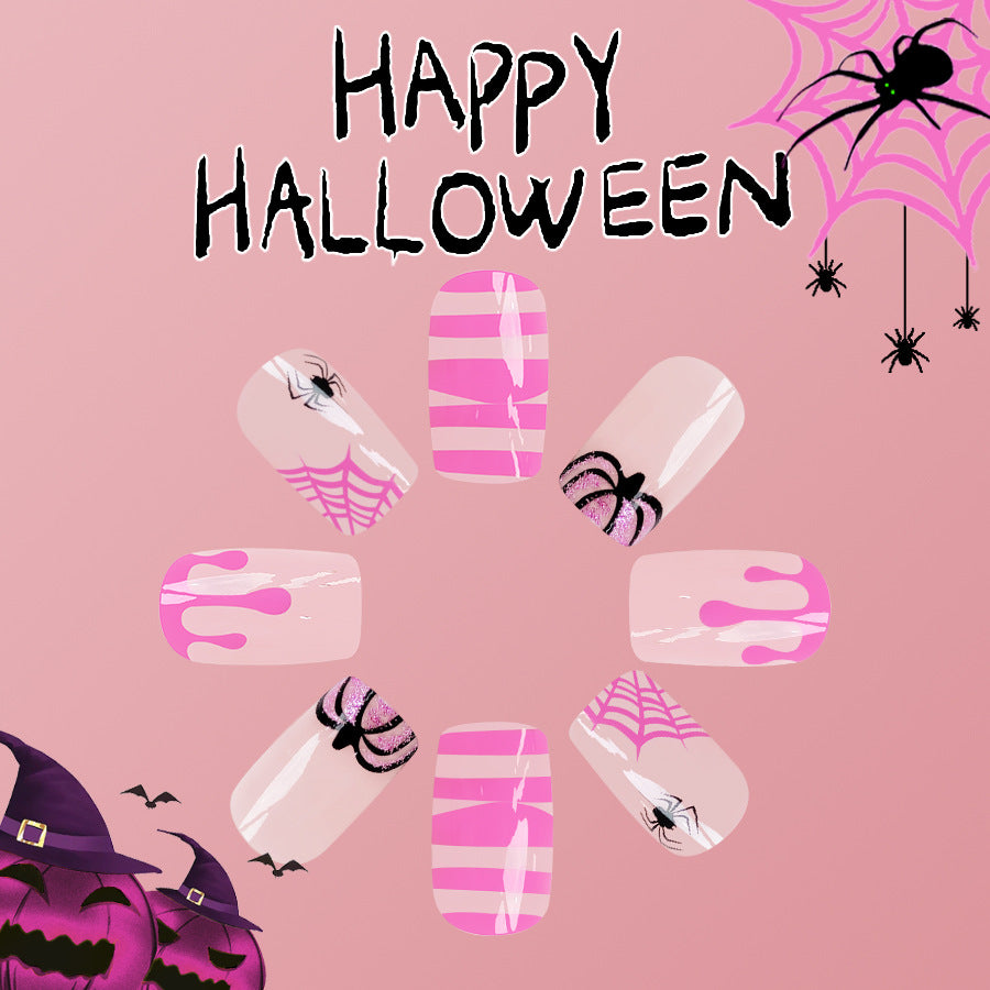 Wholesale 24 Pieces/box Halloween Spider Press-on Nails Kits Nail Stickers ACC-NS-GuaiXL086
