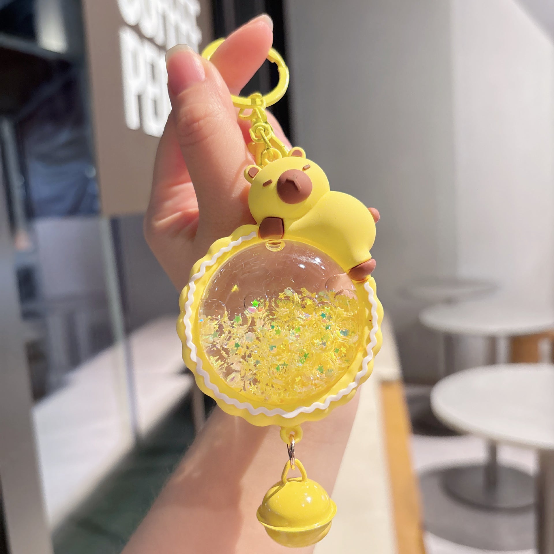 Wholesale Creative Quicksand Bottle Wind Chime Capybara Keychain