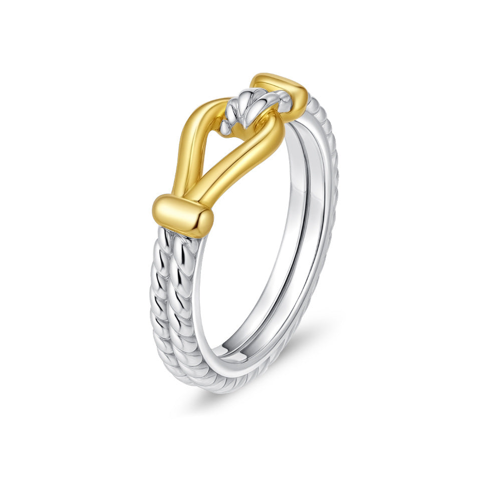 Wholesale Stylish Gold Stainless Steel Braided Cross Ring - Everyday Jewelry Accessory for Women Boutique Resale