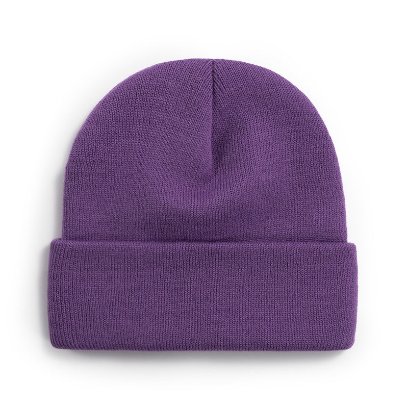 Wholesale light plate knitted cold cap acrylic solid color wool cap