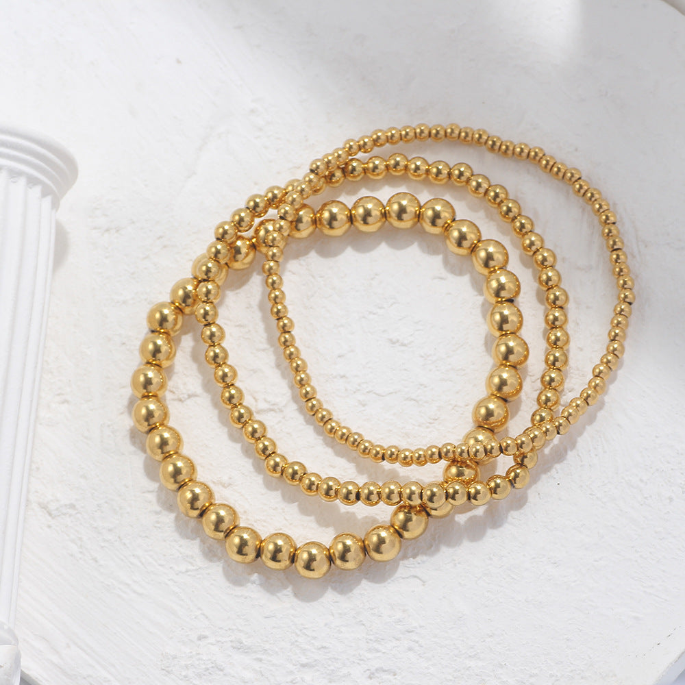 Wholesale Simple Design Gold-Plated Beaded Bracelet for Women,  Fashion Jewelry Accessory