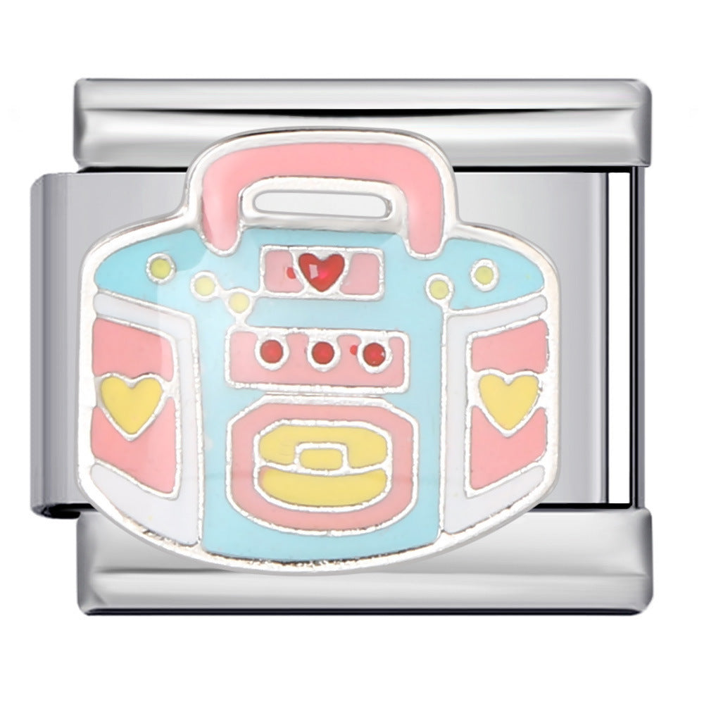 Wholesale 5pcs Italian Charm Bracelet 9mm DIY Splicing Fairytale Castle Stainless Steel Composable Bracelet