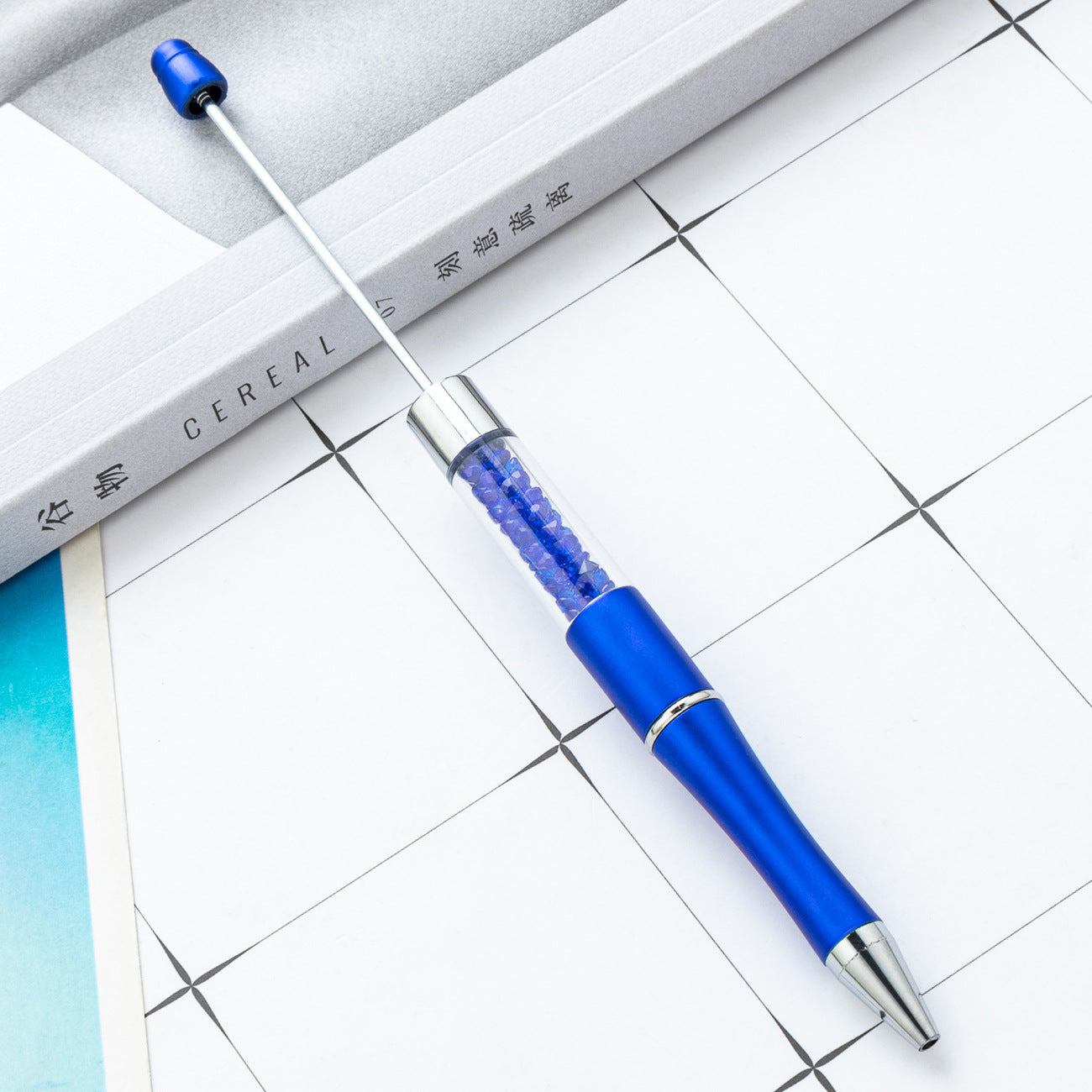 Wholesale DIY Crystal Beadable Pens Multi-Color Rotating Plastic Pen