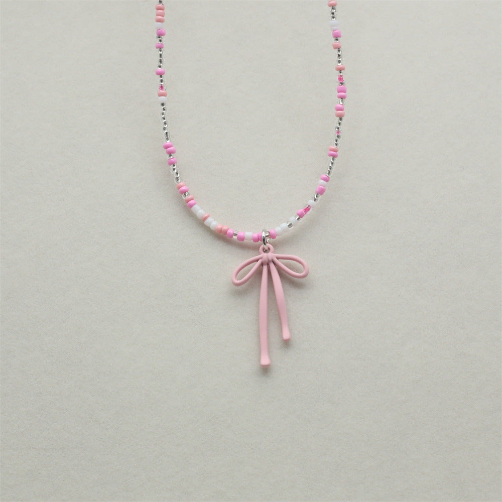 Wholesale  Luxury  Beads Beaded Bowknot Pendant Necklace