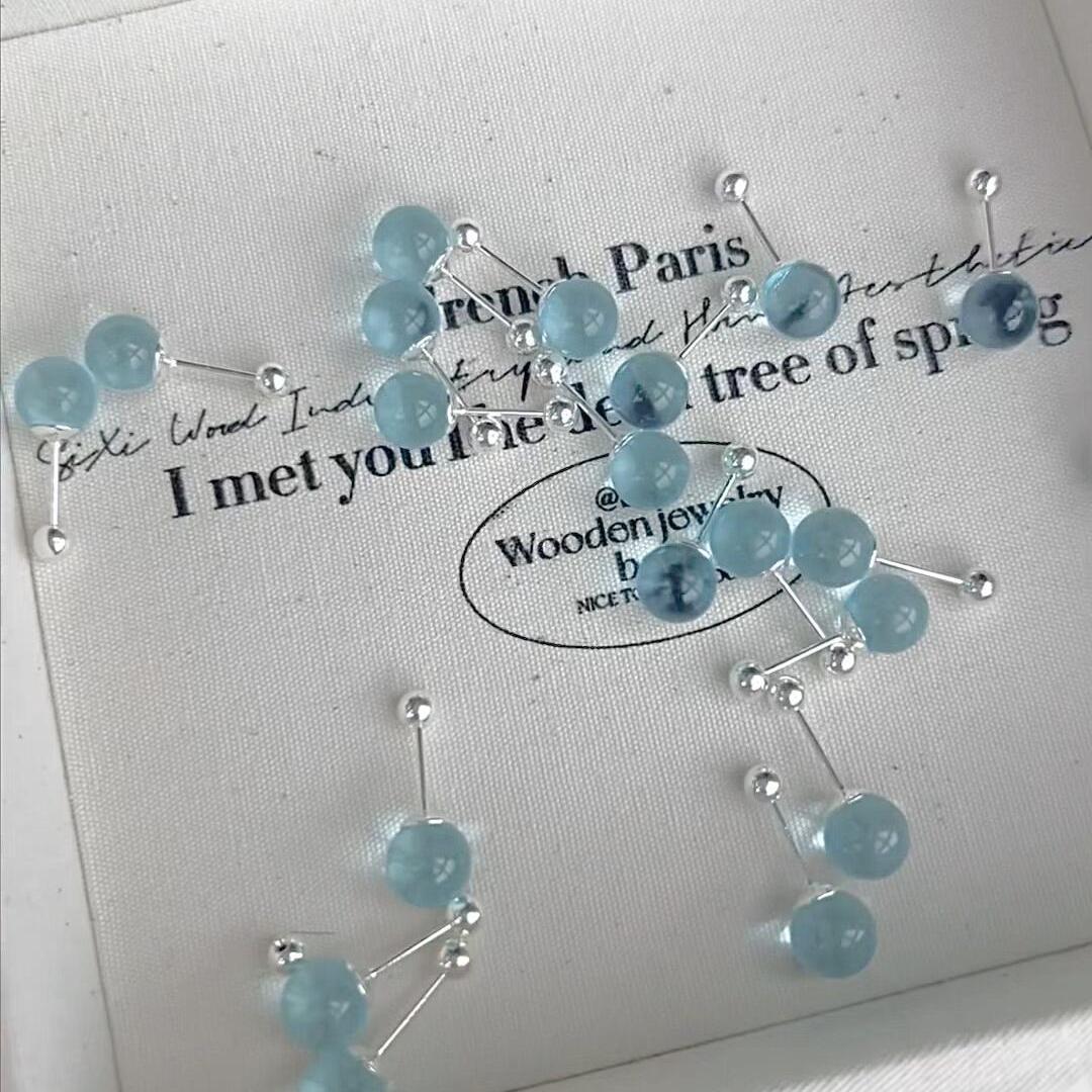 Wholesale Aquamarine Earrings Spiral Ear-raising Earrings