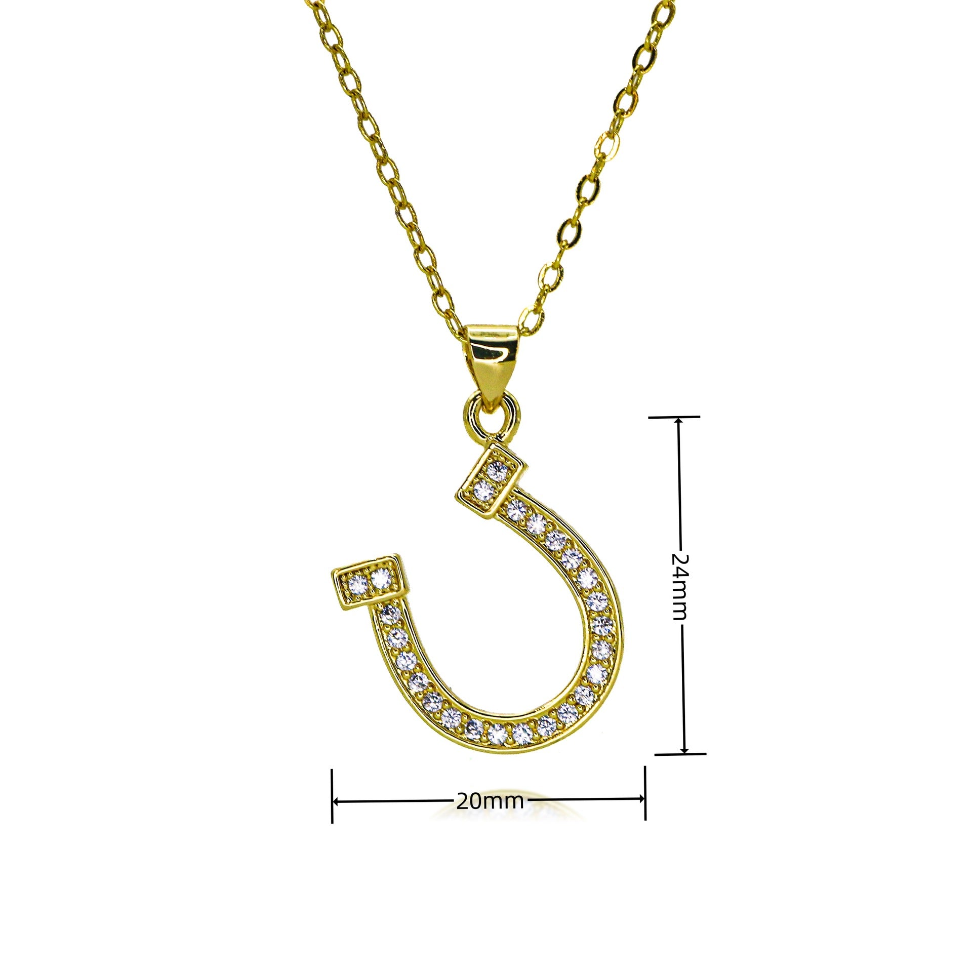 Wholesale  Zircon Copper Micro-inlaid Colorful Zircon Horseshoe Necklace