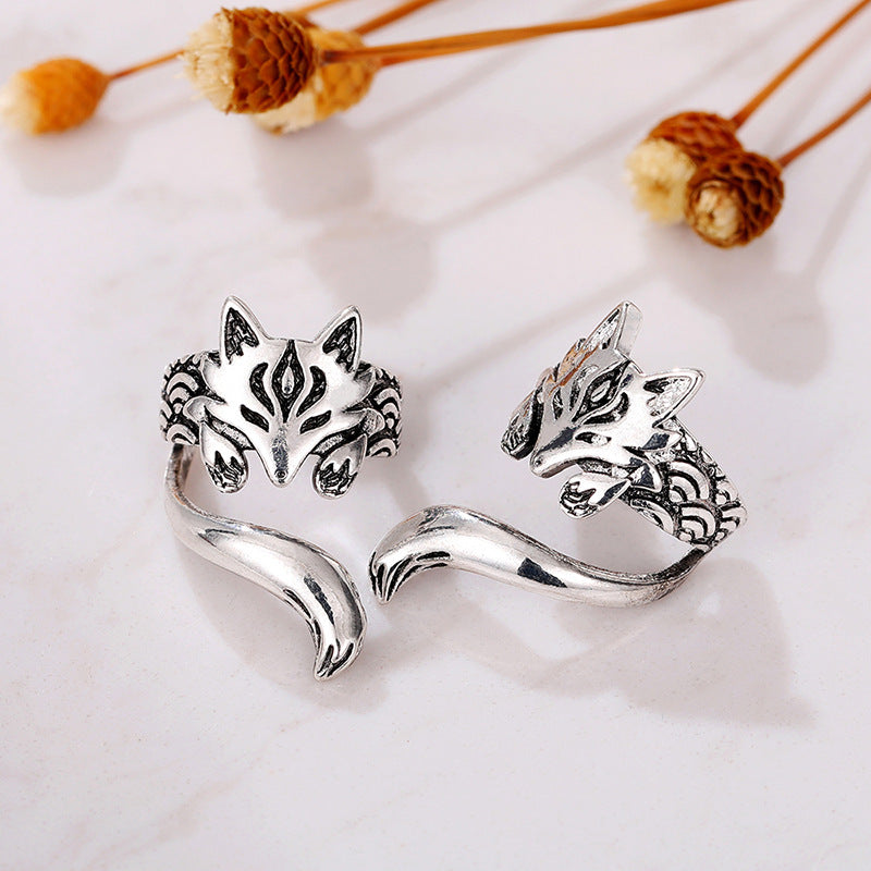 Wholesale retro cute fox ears ear clip  animal alloy earrings