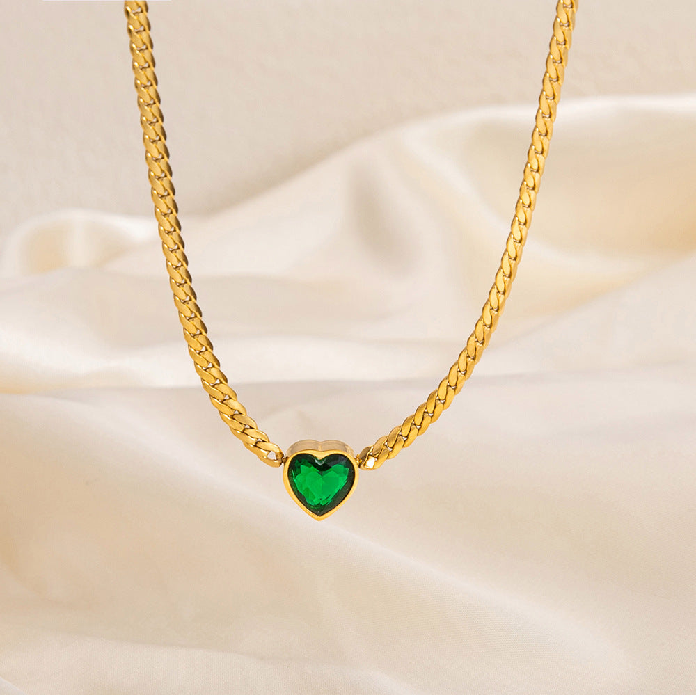 Wholesale Vintage Stainless Steel Diamond Heart Choker Necklaces  ACC-NE-YuHui002