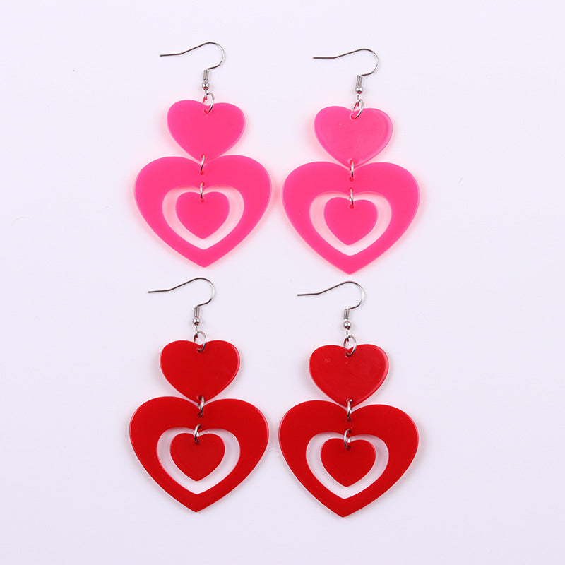 Wholesale 2pcs Acrylic Heart Earrings