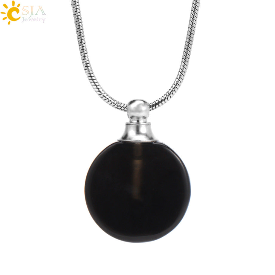 Wholesale Natural Stone Crystal Essential Oil Bottle Pendant Necklace ACC-NE-HuaiShe003