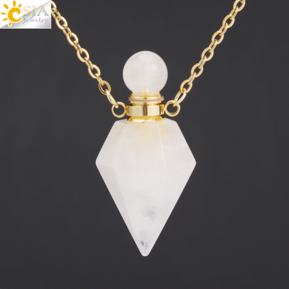 Wholesale Natural Stone Crystal Perfume Bottle Necklace ACC-NE-HuaiShe005