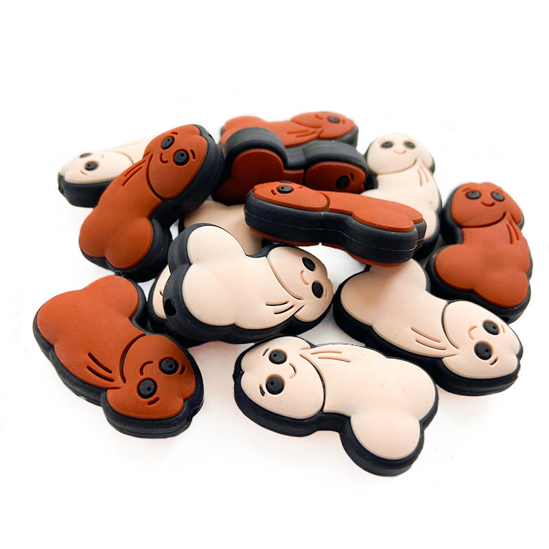 Wholesale 10pcs Cartoon Cat Mom Silicone Focal Beads DIY Accessories Mother's Day ACC-BDS-WDX075