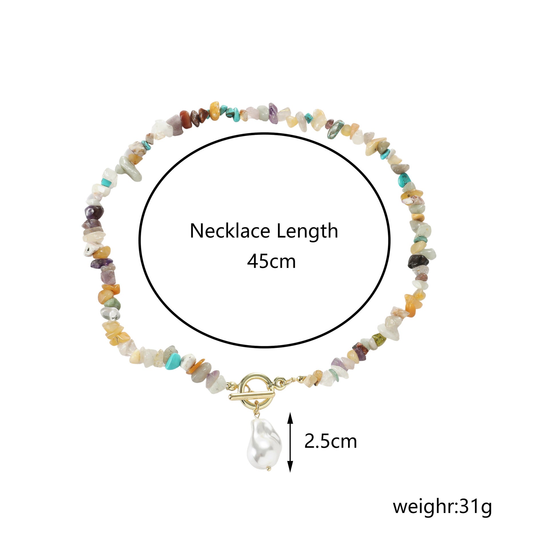 Wholesale  Necklace Bohemian Style Colorful Gravel Ins Necklace Women' s Natural Stone Beaded Necklace