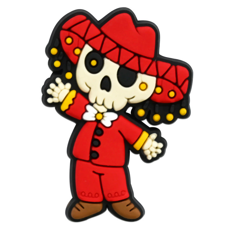 Wholesale Random 100pcs Day of The Dead PVC Soft Rubber Shoe Buckle Decoration ACC-SC-RYY075