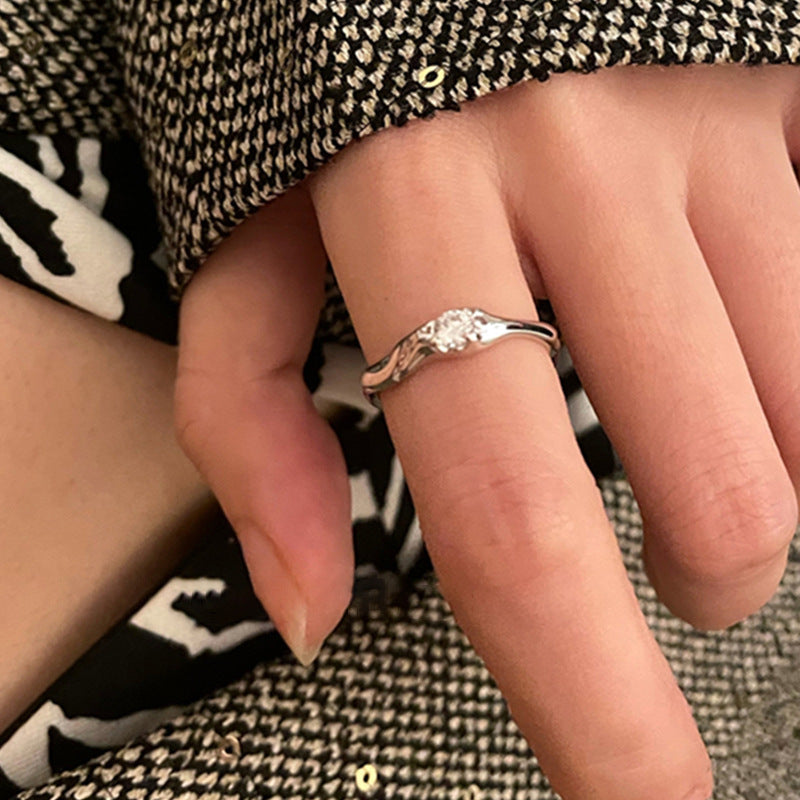 Wholesale Retro Red Geometric Gemstone Design Ring for Men and Women Niche Personality Punk Dark Hollow Texture Metal Ring