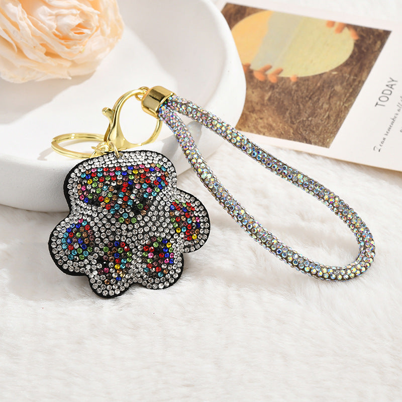 Wholesale Pink Leather Cartoon Rhinestone Keychain Bag Charm Gift
