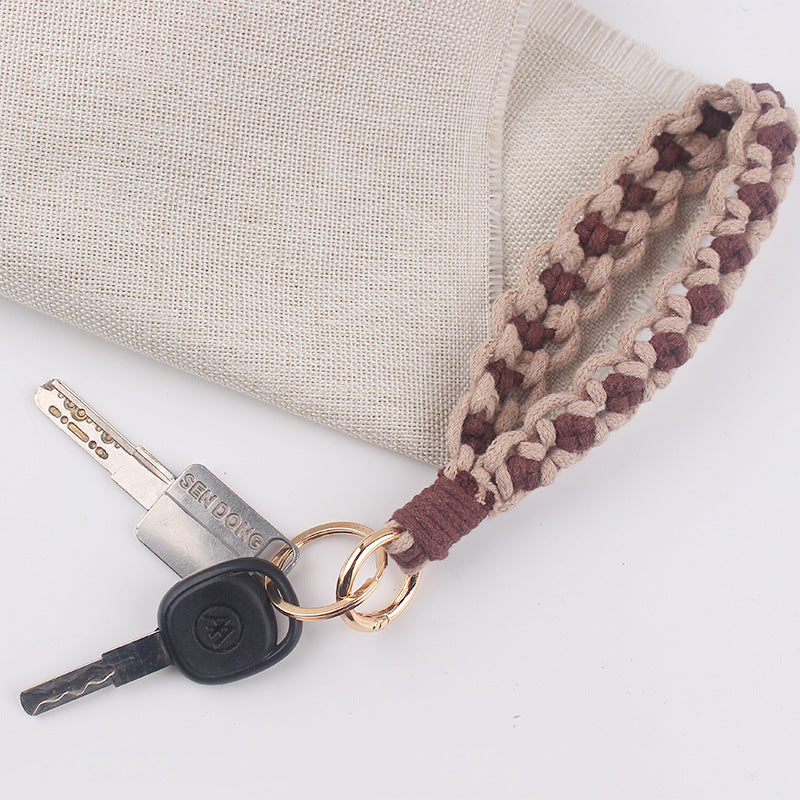 Wholesale  pure hand-woven cartoon flower pattern lanyard keychain