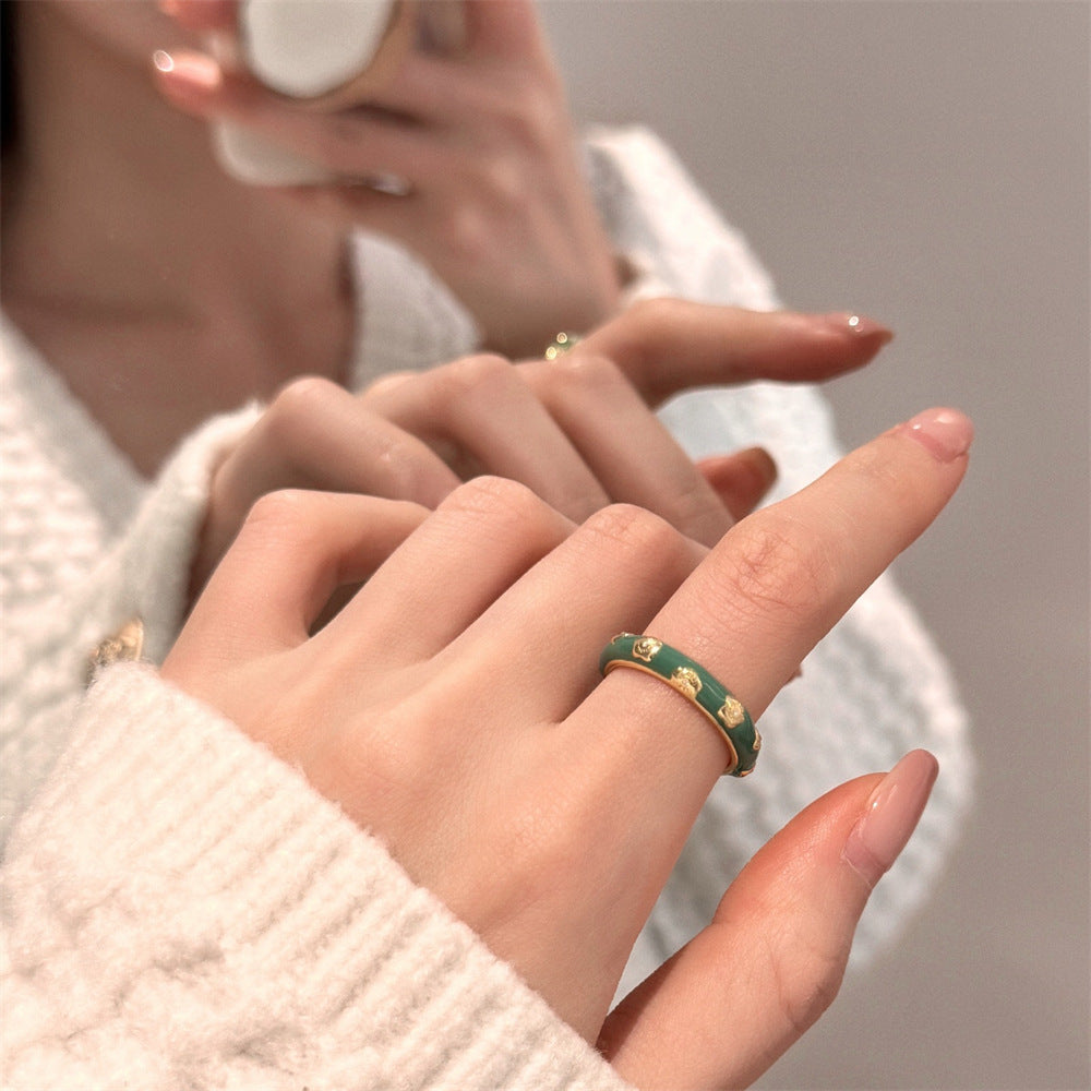 Wholesale Colored Enamel Butterfly Ring Pearl Open Ring ACC-RS-Yues008