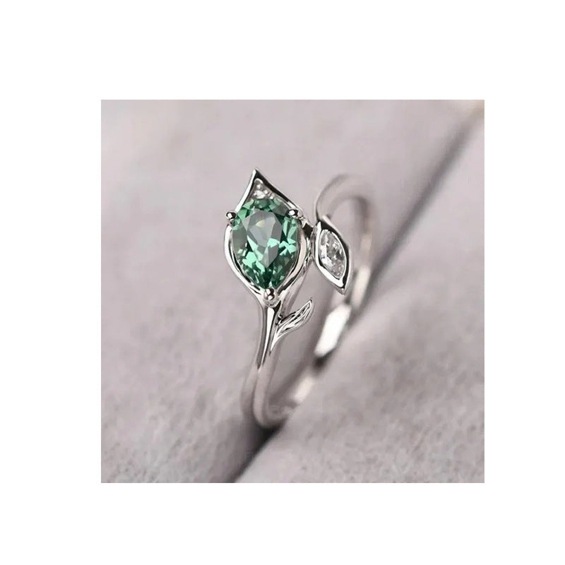 Wholesale diamond leaf ring  personality light luxury  diamond ring