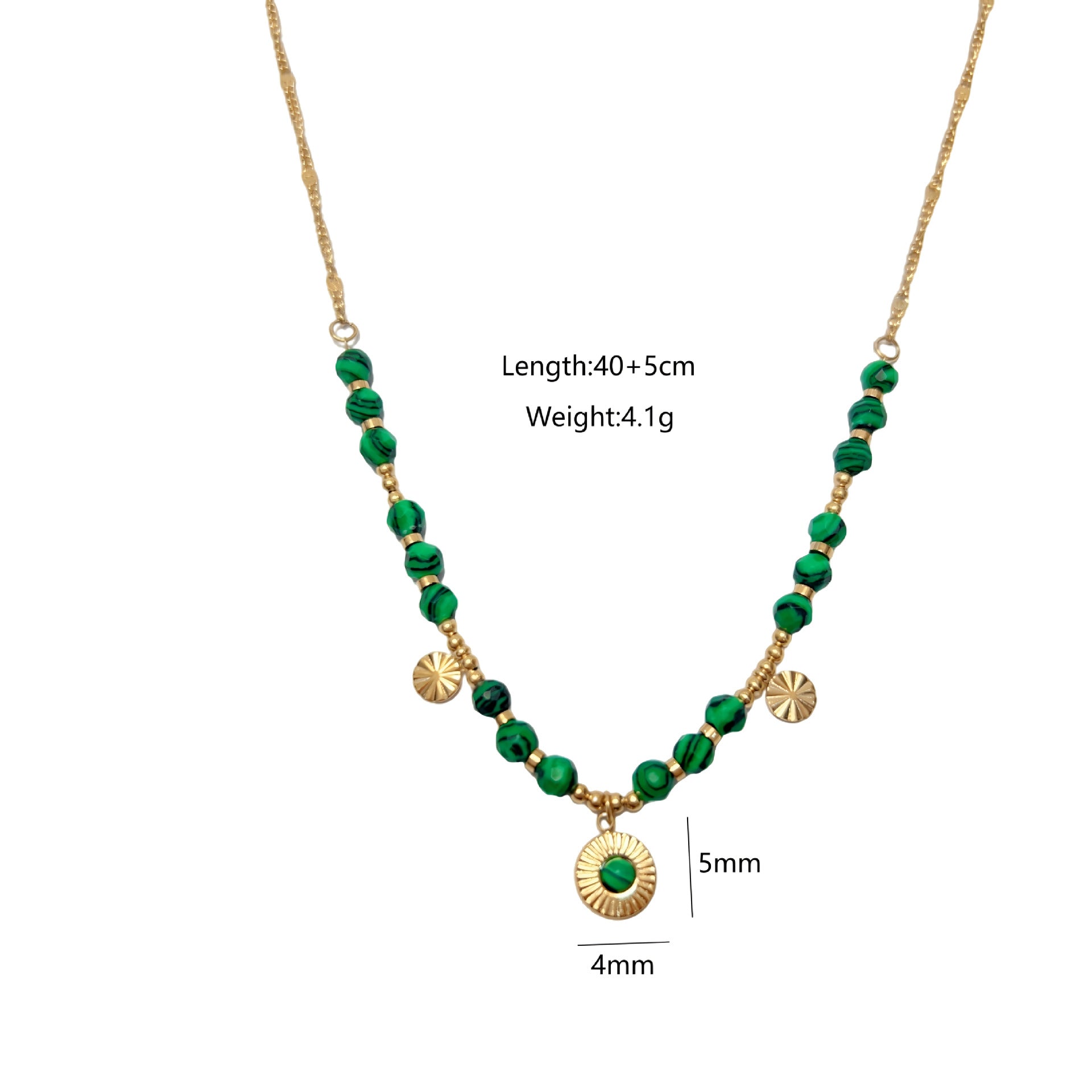 Wholesale Stainless Steel Natural Malachite Beaded Necklace Freshwater Pearl Clavicle Chain