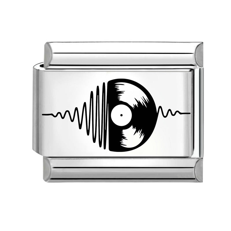 Wholesale 9mm Italian Charm Starter Bracelets DIY Black and White Heart Stainless Steel Composable Bracelet