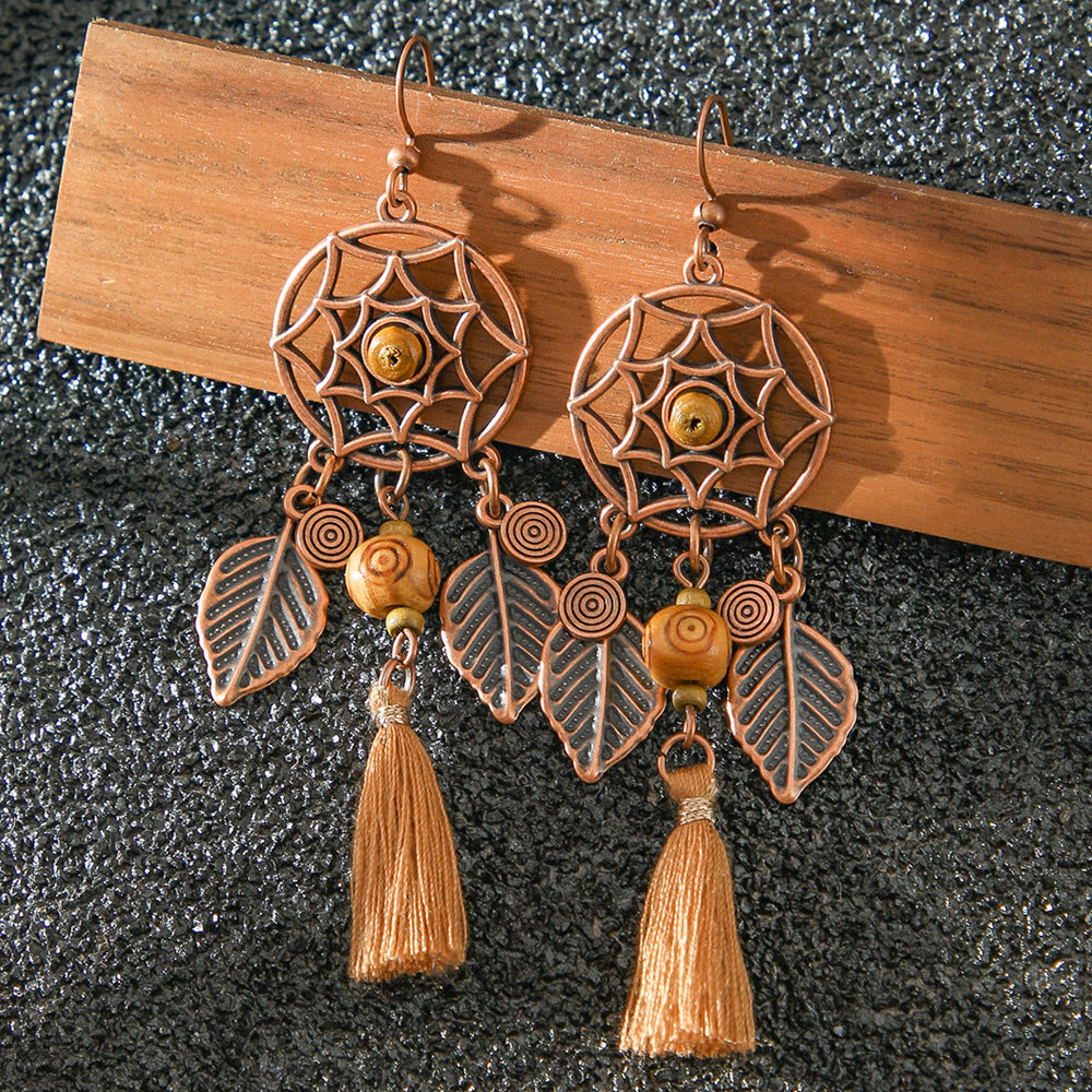 Wholesale Retro Bohemian Ethnic Style Hollow Tassel Earrings - Trendy Zinc Alloy Jewelry Accessory for Party Wear