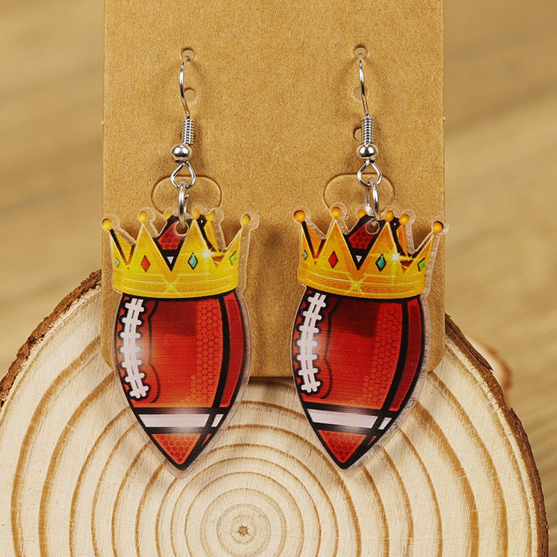 Wholesale  Sports Style Ball Cute Cartoon Crown Acrylic Earrings