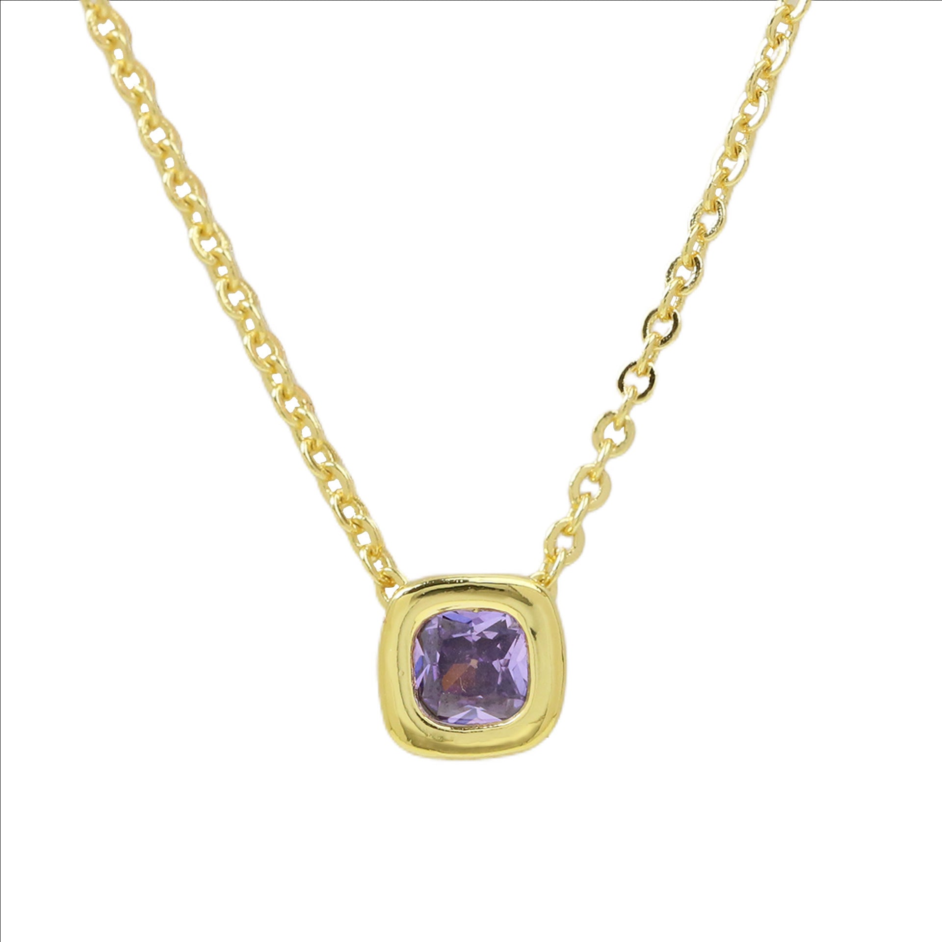 Wholesale Colorful geometric square zircon clavicle pendant necklace