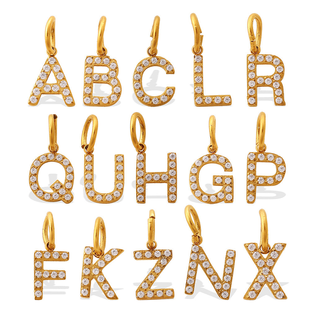 Wholesale Diamond-Encrusted 26 English Letter Charms for Jewelry