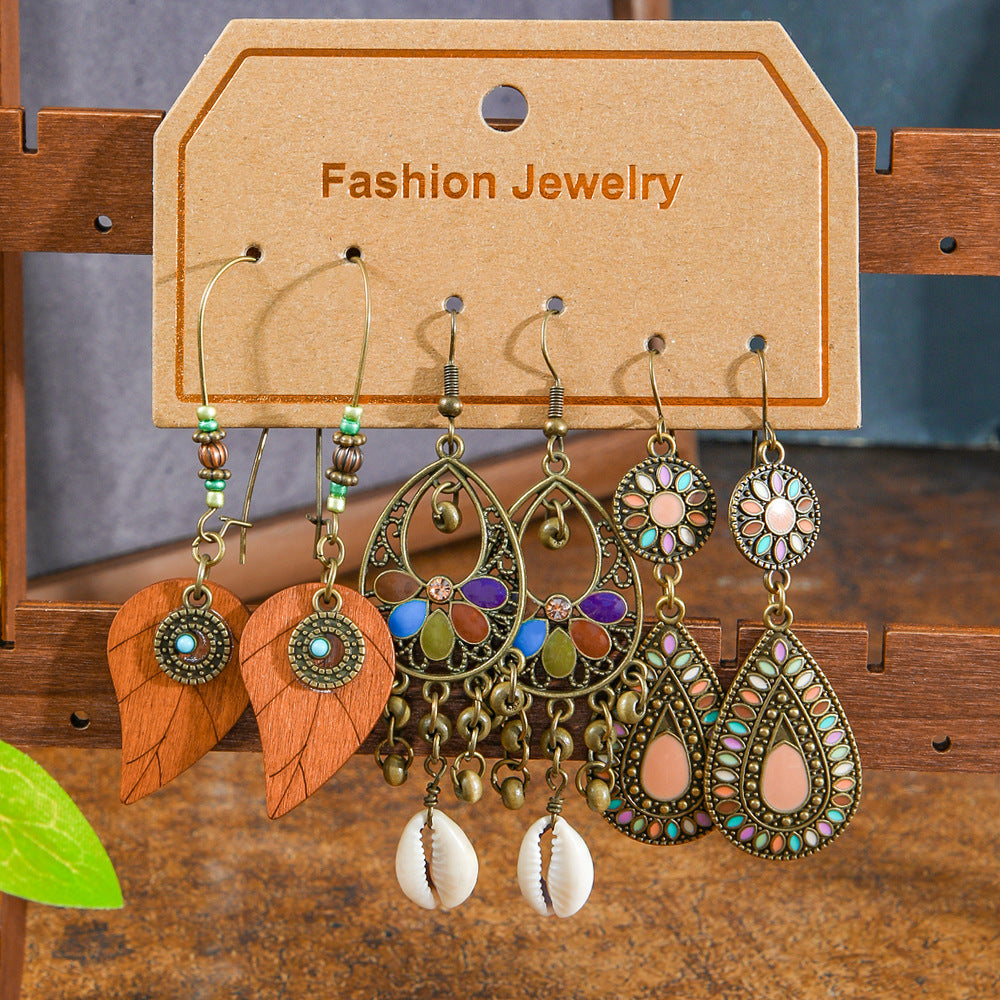 Wholesale Cross-Border Hot Selling Retro Bohemian Style Earrings Set Fashion Holiday Style Dopamine Color Ear Jewelry