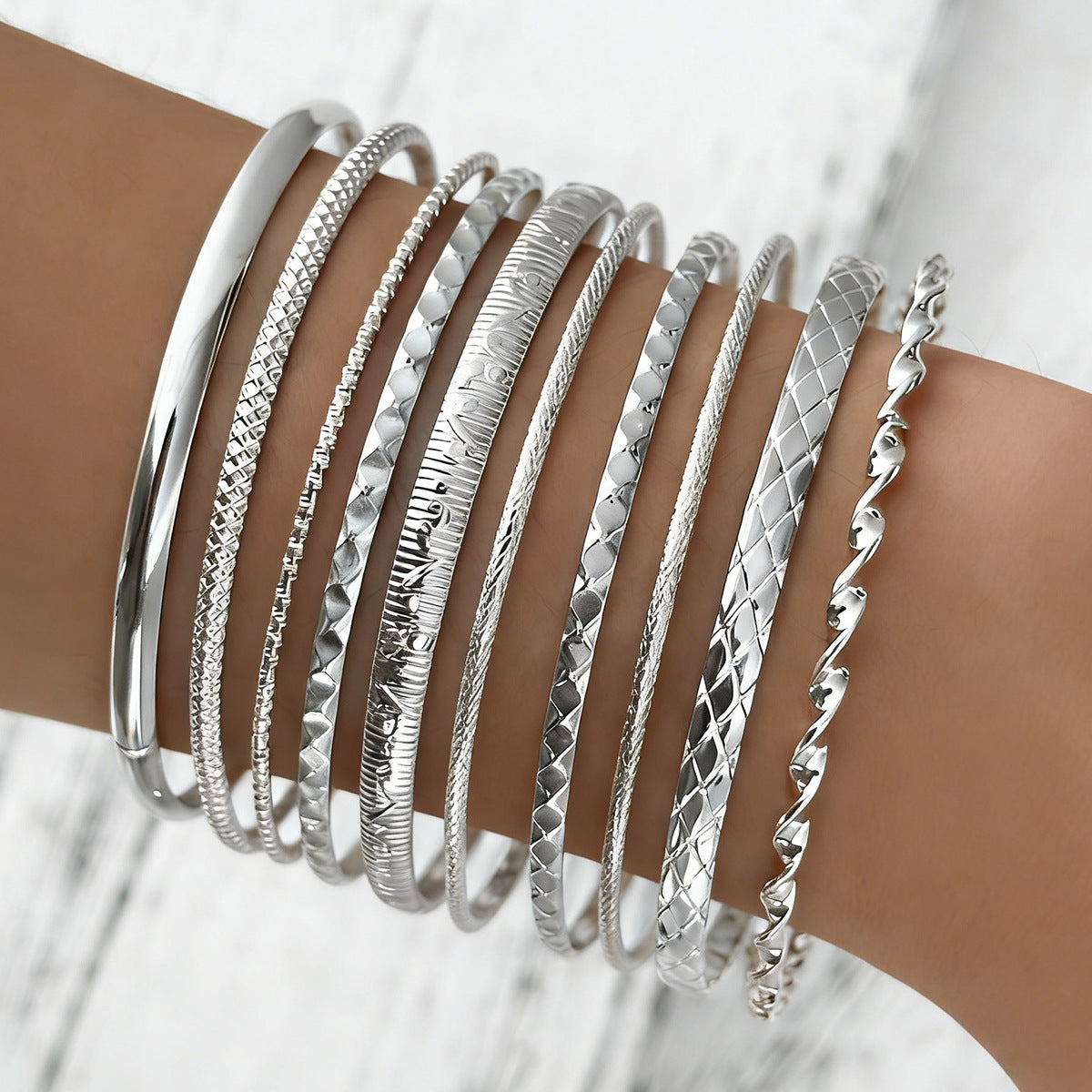 Wholesale Gold Electroplated Stacking Bracelet Set Trendy Women Fashion Accessory Gift Boutique Resale