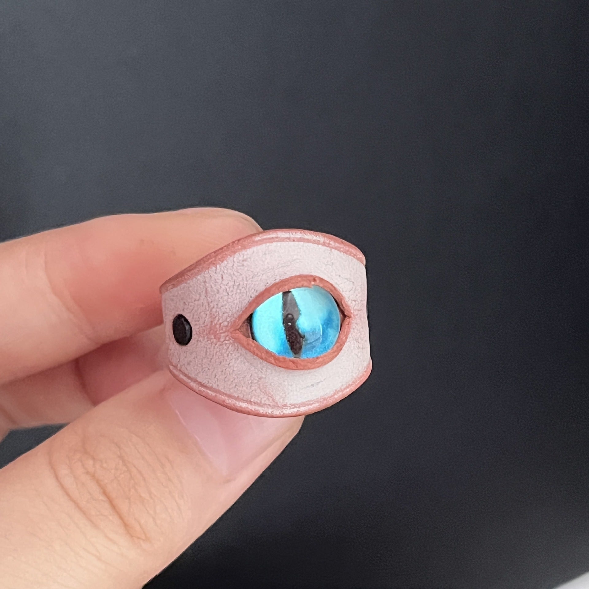 Wholesale  handmade ring cowhide retro personalized  Blue Devil eye dark ring