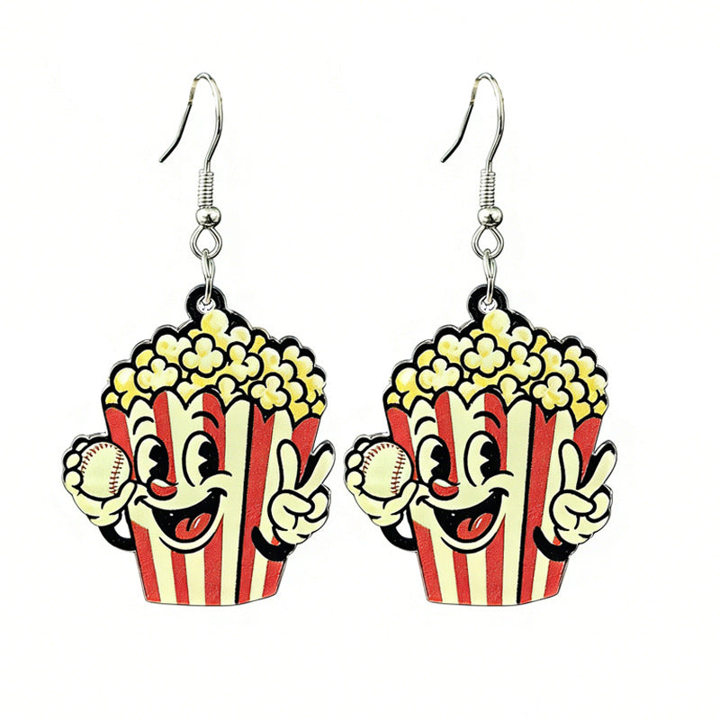 Wholesale Baseball Popcorn Stadium Mood Acrylic Earrings