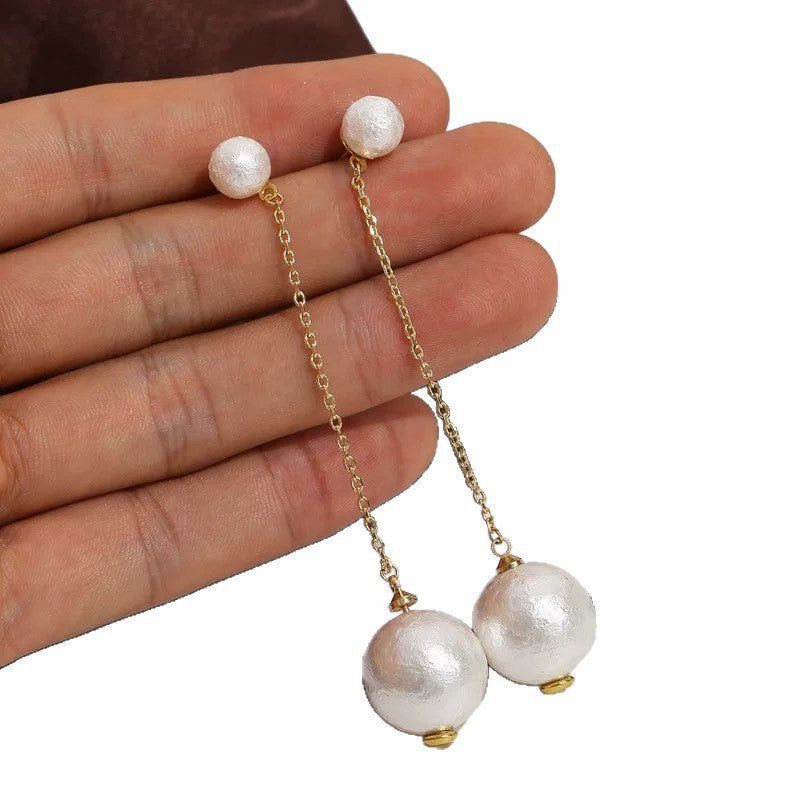 Wholesale Castle White Rose Fairy Long Earrings Fashion Accessory Boutique Gift