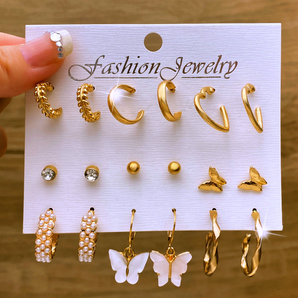 Wholesale  retro love butterfly earrings suit
