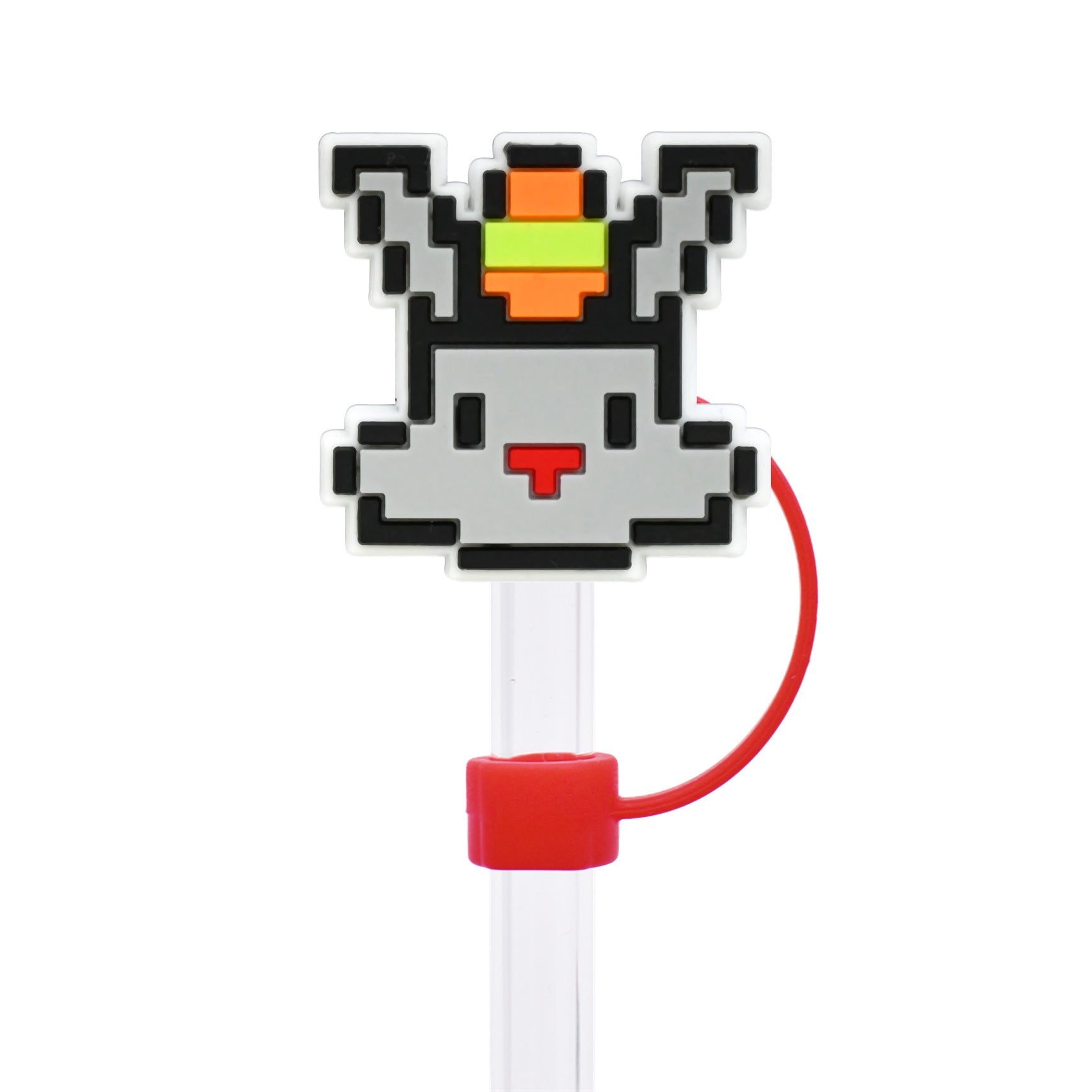 Wholesale Random 50pcs Easter Cute Bunny 10mm PVC Soft Straw Tube Cap